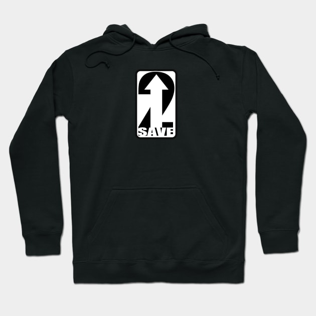 Black cotton hoodie with "Save" graphic, adjustable drawstrings, front pocket, casual style for everyday wear.