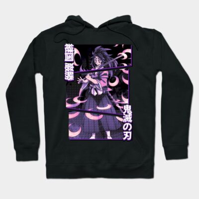 Black anime-themed hoodie with vibrant purple graphic design, perfect for casual wear and fans of Japanese animation.