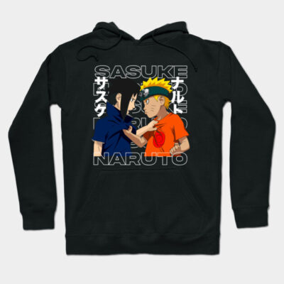 Black anime-themed hoodie with vibrant character design, ideal for casual wear. Comfortable cotton blend material.