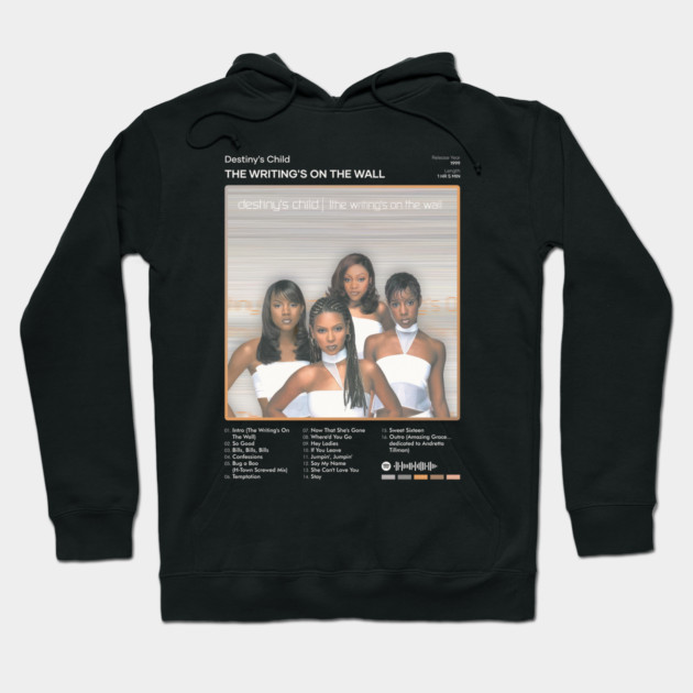 Black unisex hoodie featuring vintage album cover design, cotton blend, casual wear, ideal for music fans.