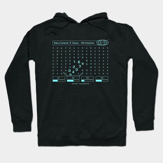 Black hoodie with a futuristic numeric design, perfect for casual wear. Made of soft cotton for comfort and style.