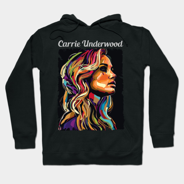 Black hoodie with colorful abstract face design, ideal for casual wear. Comfortable cotton blend material.