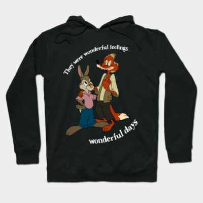 Black hoodie with cartoon characters and text design, cozy cotton blend, perfect for casual wear and cool weather.
