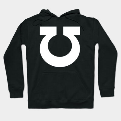 Black hoodie with bold white logo, casual style, suitable for everyday wear, soft material, unisex design.