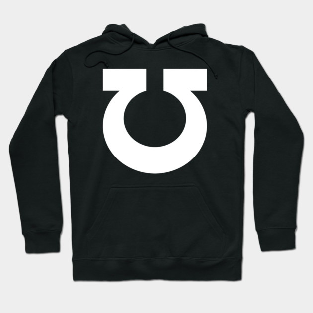 Black hoodie with bold white logo, casual style, suitable for everyday wear, soft material, unisex design.