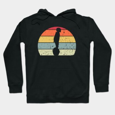 Black hoodie with retro sunset graphic, featuring a silhouette design. Ideal for casual wear and made of soft cotton blend.