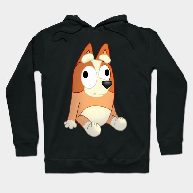 Black hoodie with cartoon dog print, cozy cotton material, casual wear, unisex style, perfect for everyday comfort.