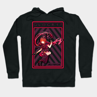 Black hoodie with anime design, featuring red accents and bold graphic text. Perfect for casual wear and anime fans.