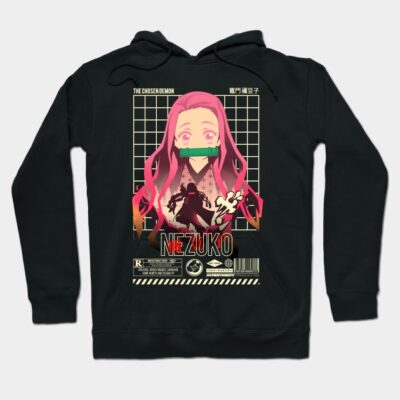 Black anime-themed hoodie featuring colorful character design on front, ideal for casual wear and anime fans.