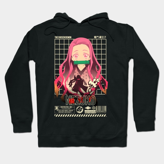 Black anime-themed hoodie featuring colorful character design on front, ideal for casual wear and anime fans.
