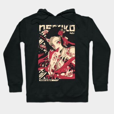 Black anime graphic hoodie featuring vibrant red and beige design, perfect for casual wear and fans of animated series.