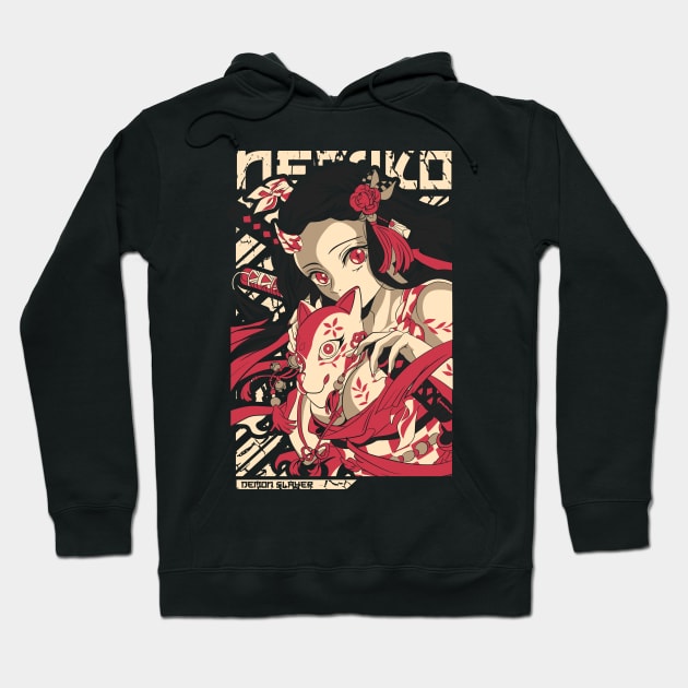 Black anime graphic hoodie featuring vibrant red and beige design, perfect for casual wear and fans of animated series.