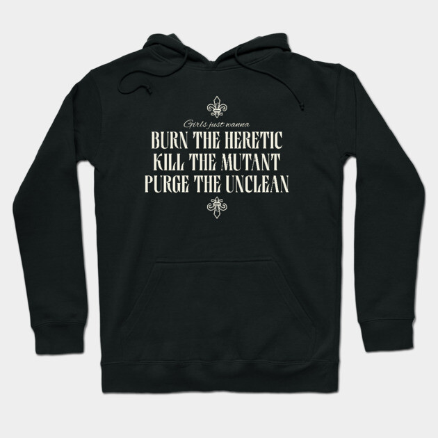 Black hoodie with bold white text design, casual style, suitable for everyday wear, made from soft cotton material.