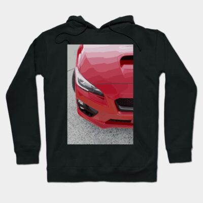 Black hoodie with a graphic print of a red sports car, casual style, ideal for automotive enthusiasts.
