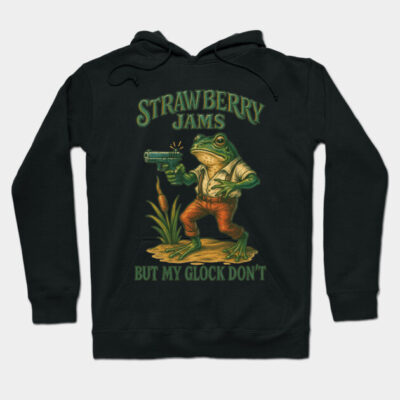 Black hoodie with a humorous frog graphic and text, perfect for casual wear. Soft material, unique design.