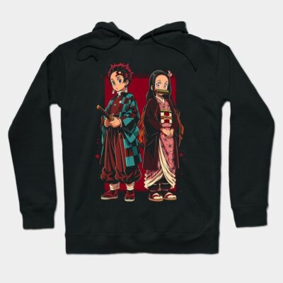 Black hoodie featuring vibrant anime characters, perfect for casual wear. Cotton blend, unisex design, and comfortable fit.