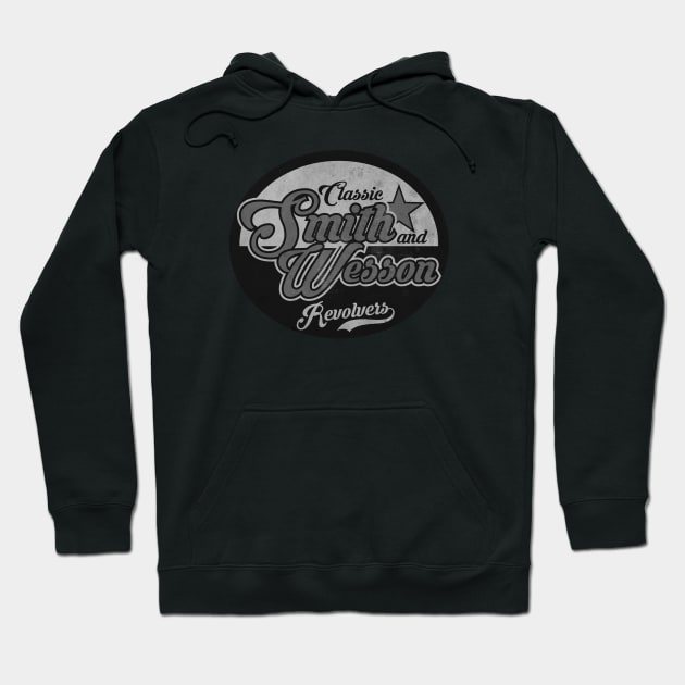 Black hoodie with vintage-style logo design, ideal for casual wear. Soft material for comfort and warmth.