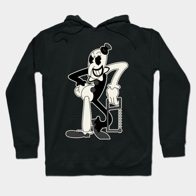 Black graphic hoodie featuring a vintage cartoon character design, perfect for casual wear and comfort.