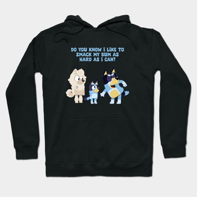 Black hoodie with playful cartoon design, featuring colorful characters and humorous text, perfect for casual wear.