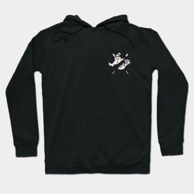 Black graphic hoodie with front pocket, featuring a playful cartoon design. Casual style, perfect for everyday wear.