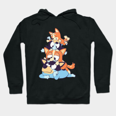 Black hoodie with cartoon dogs design, cozy casual wear, perfect for dog lovers, made from soft cotton blend.