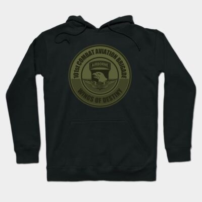 Black hoodie with "101st Combat Aviation Brigade" logo, featuring an eagle design. Perfect for casual wear.