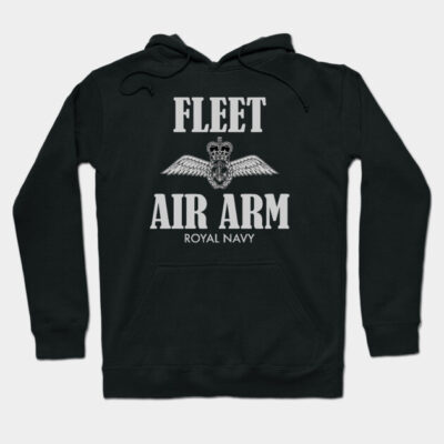 Black hoodie with "Fleet Air Arm Royal Navy" text and emblem, casual style, cozy cotton material, unisex.
