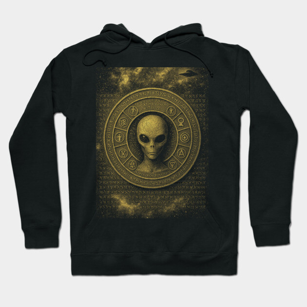 Alien Seal – Ancient Cosmic Language Circle Hoodie by TabuTouch