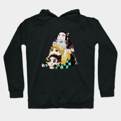 Black anime graphic hoodie featuring colorful cartoon characters, perfect for casual wear and fans of animated series.
