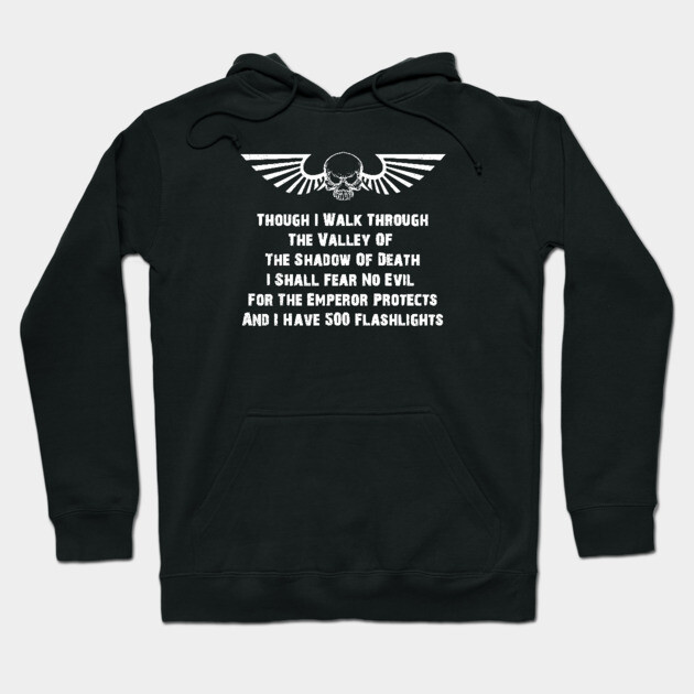 Black hoodie with white graphic and text, featuring wings and a skull design, made from cotton. Ideal for casual wear.