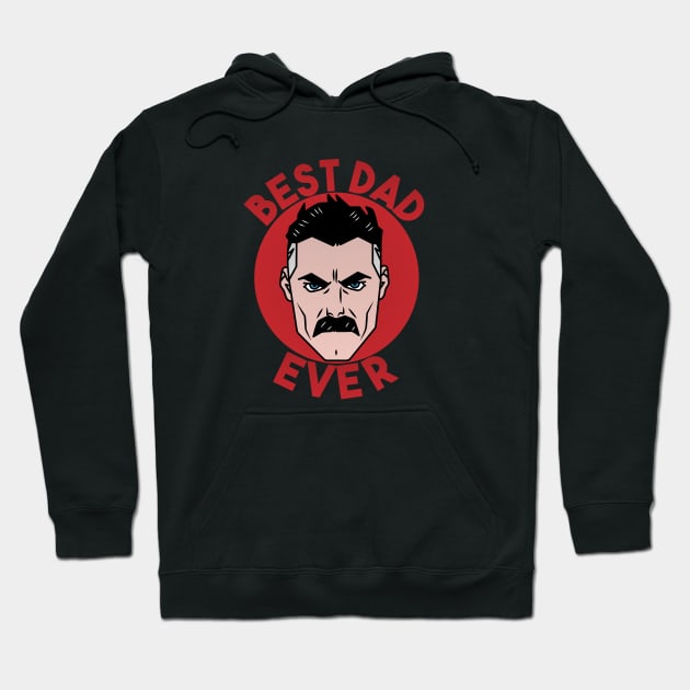 Black "Best Dad Ever" graphic hoodie, featuring bold red text and design, perfect for Father's Day or casual wear.