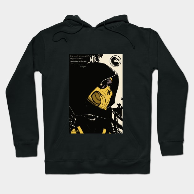 Black graphic hoodie featuring a bold yellow and black design, ideal for casual wear, made from soft cotton blend.