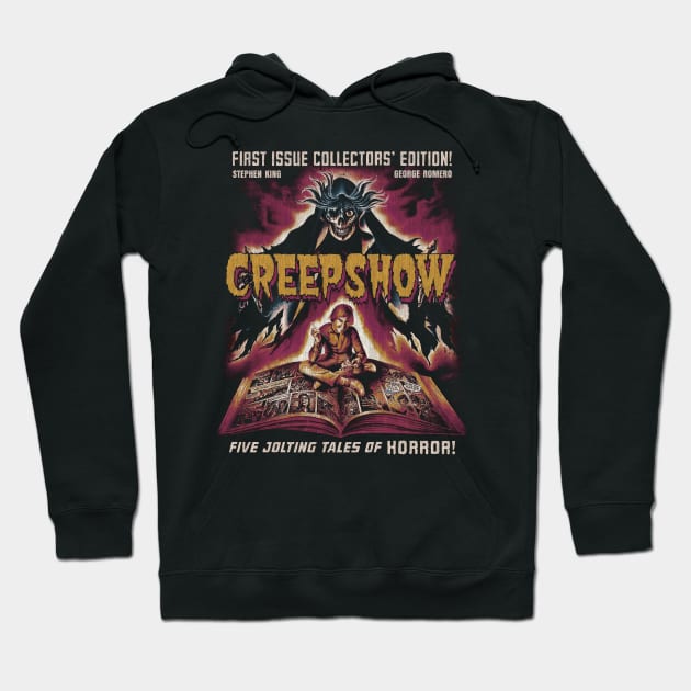 Black "Creepshow" graphic hoodie, horror theme, collectors' edition design, cozy style, perfect for horror fans.