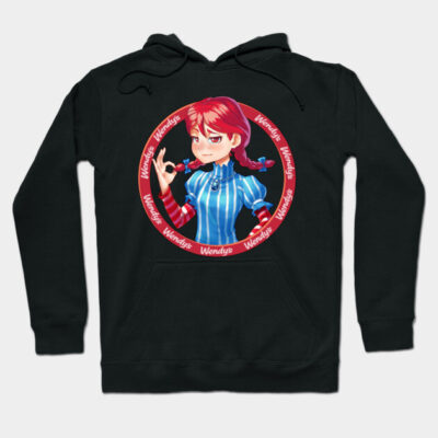Black hoodie with anime-style graphic print, featuring red and blue colors, perfect for casual wear.