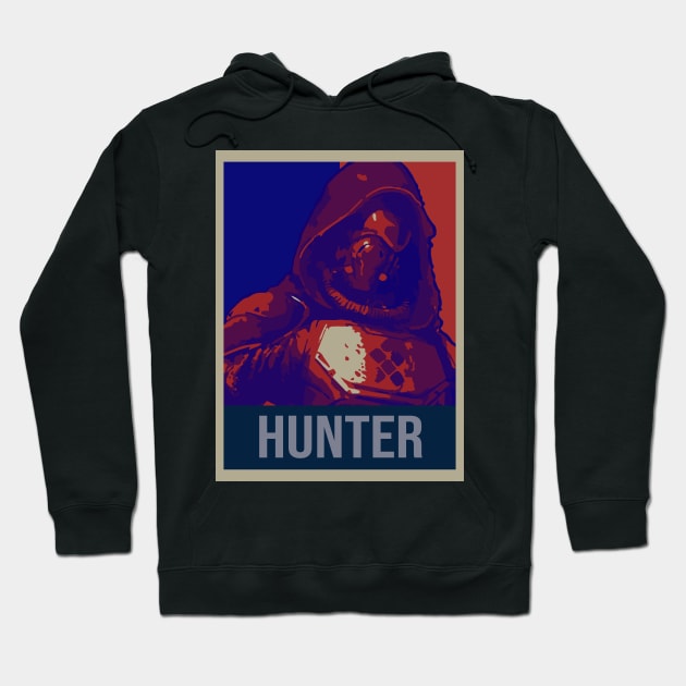 Black hoodie with graphic design featuring "Hunter" text, ideal for casual wear. Comfortable cotton blend material.