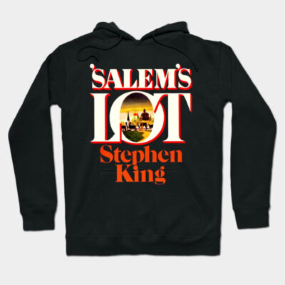 Black Salem's Lot hoodie, graphic design, cozy cotton material, perfect for casual wear and book lovers.