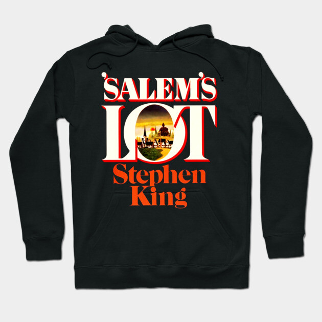 Black Salem's Lot hoodie, graphic design, cozy cotton material, perfect for casual wear and book lovers.
