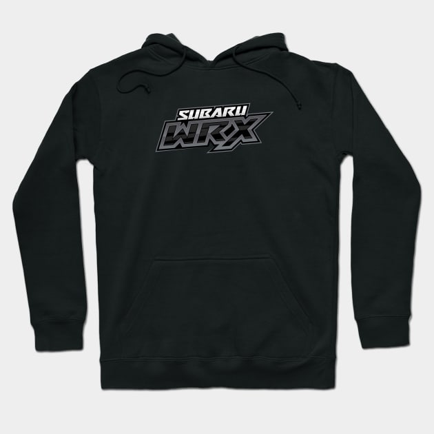 Black Subaru WRX hoodie, comfortable cotton blend, pullover style with front pocket, ideal for casual wear.