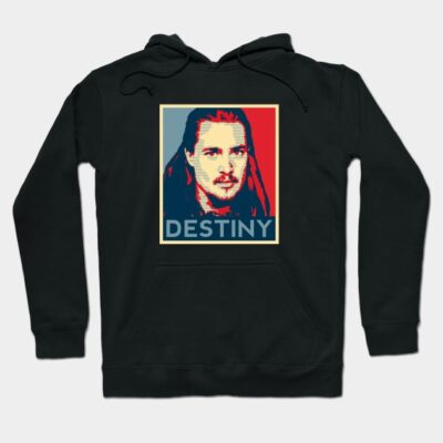 Black hoodie with "Destiny" graphic design, featuring bold colors and a modern style, ideal for casual wear.