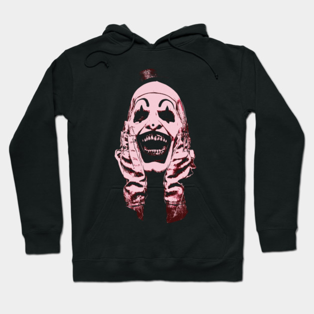 Black hoodie featuring a pink graphic design, cotton material, casual style, suitable for everyday wear.