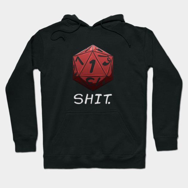 Black hoodie with red dice graphic and playful text, perfect for casual wear and gaming enthusiasts.