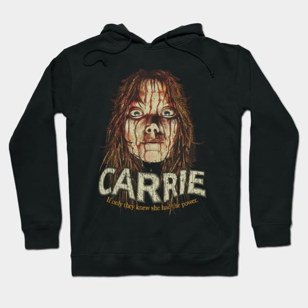 Black horror-themed hoodie featuring a bold graphic design and text, perfect for fans of suspenseful movies.