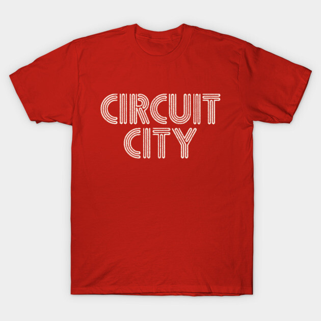 Red "Circuit City" T-shirt, casual style, unisex, 100% cotton, perfect for everyday wear.