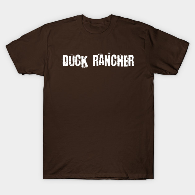 Brown "Duck Rancher" T-shirt, casual style, featuring bold white text, ideal for everyday wear.