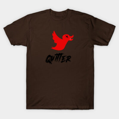 Brown cotton T-shirt with red graphic and text design, casual style, unisex.